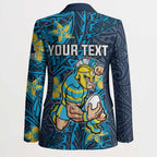 Personalised Gold Coast Titans Blazer Polynesian Tribal Pattern With Rugby Titan Mascot Art