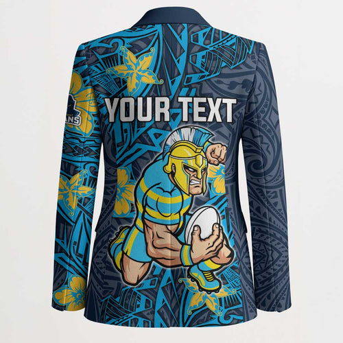 Personalised Gold Coast Titans Blazer Polynesian Tribal Pattern With Rugby Titan Mascot Art
