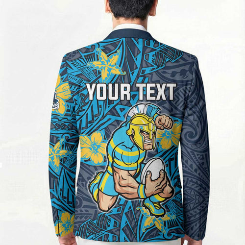 Personalised Gold Coast Titans Blazer Polynesian Tribal Pattern With Rugby Titan Mascot Art