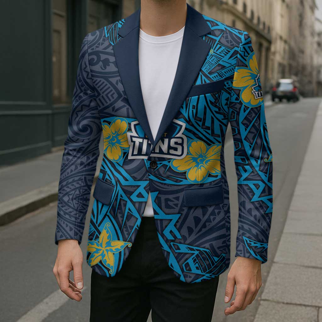 Personalised Gold Coast Titans Blazer Polynesian Tribal Pattern With Rugby Titan Mascot Art