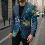 Personalised Gold Coast Titans Blazer Polynesian Tribal Pattern With Rugby Titan Mascot Art