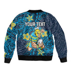 Personalised Gold Coast Titans Bomber Jacket Polynesian Tribal Pattern With Rugby Titan Mascot Art