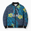 Personalised Gold Coast Titans Bomber Puffer Jacket Polynesian Tribal Pattern With Rugby Titan Mascot Art