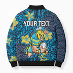 Personalised Gold Coast Titans Bomber Puffer Jacket Polynesian Tribal Pattern With Rugby Titan Mascot Art