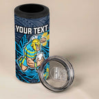 Personalised Gold Coast Titans 4 in 1 Can Cooler Tumbler Polynesian Tribal Pattern With Rugby Titan Mascot Art