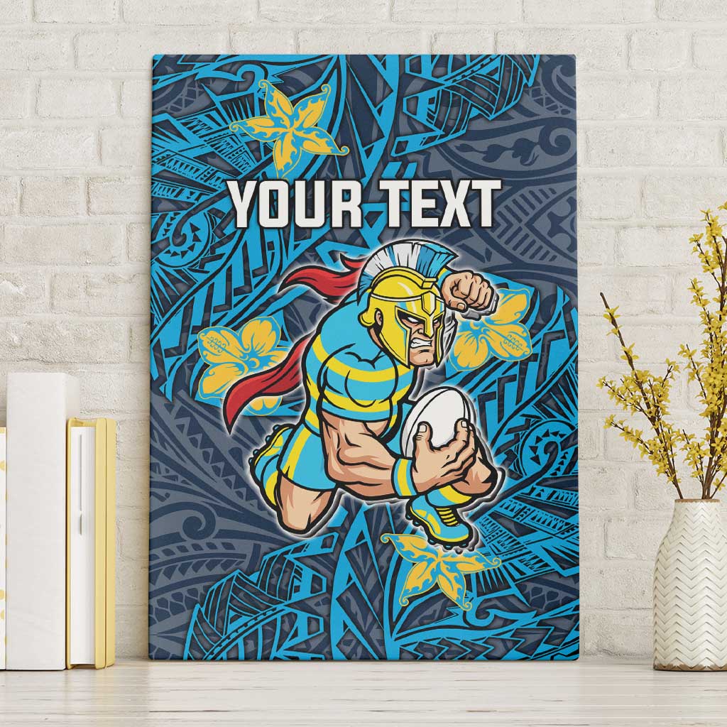 Personalised Gold Coast Titans Canvas Wall Art Polynesian Tribal Pattern With Rugby Titan Mascot Art