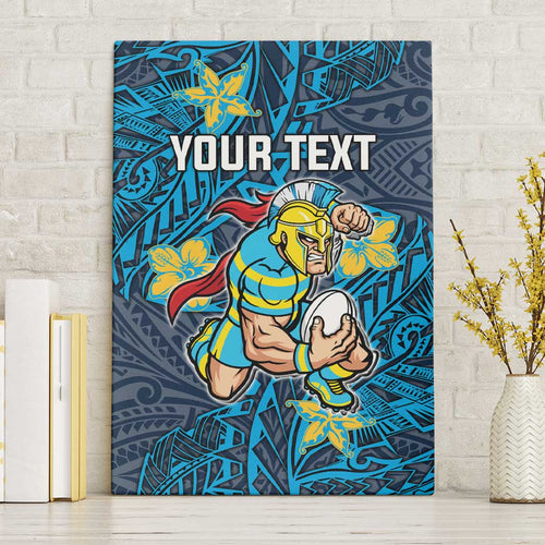 Personalised Gold Coast Titans Canvas Wall Art Polynesian Tribal Pattern With Rugby Titan Mascot Art