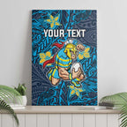 Personalised Gold Coast Titans Canvas Wall Art Polynesian Tribal Pattern With Rugby Titan Mascot Art