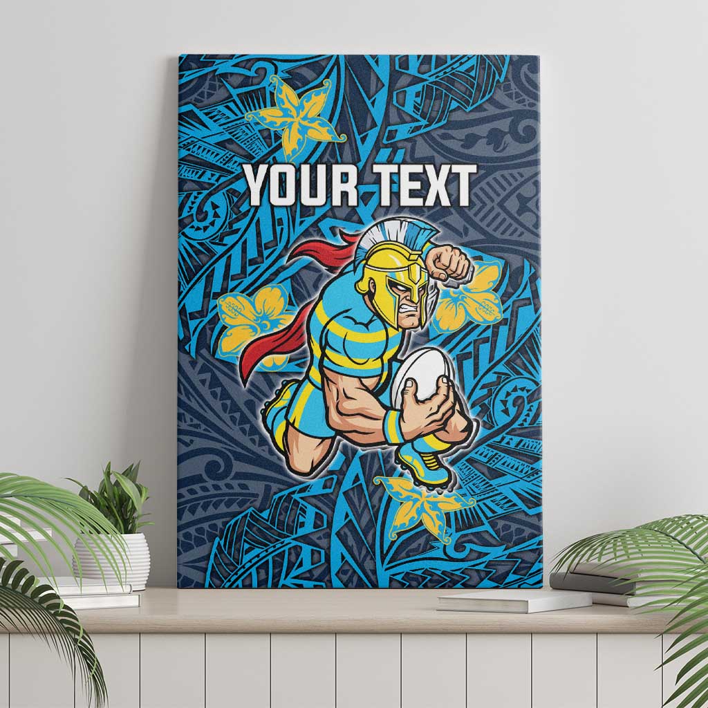 Personalised Gold Coast Titans Canvas Wall Art Polynesian Tribal Pattern With Rugby Titan Mascot Art
