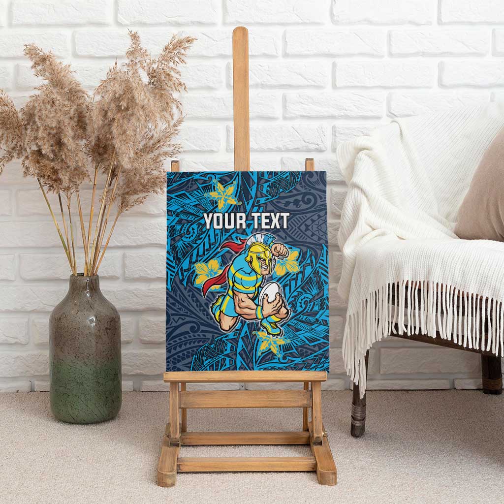 Personalised Gold Coast Titans Canvas Wall Art Polynesian Tribal Pattern With Rugby Titan Mascot Art