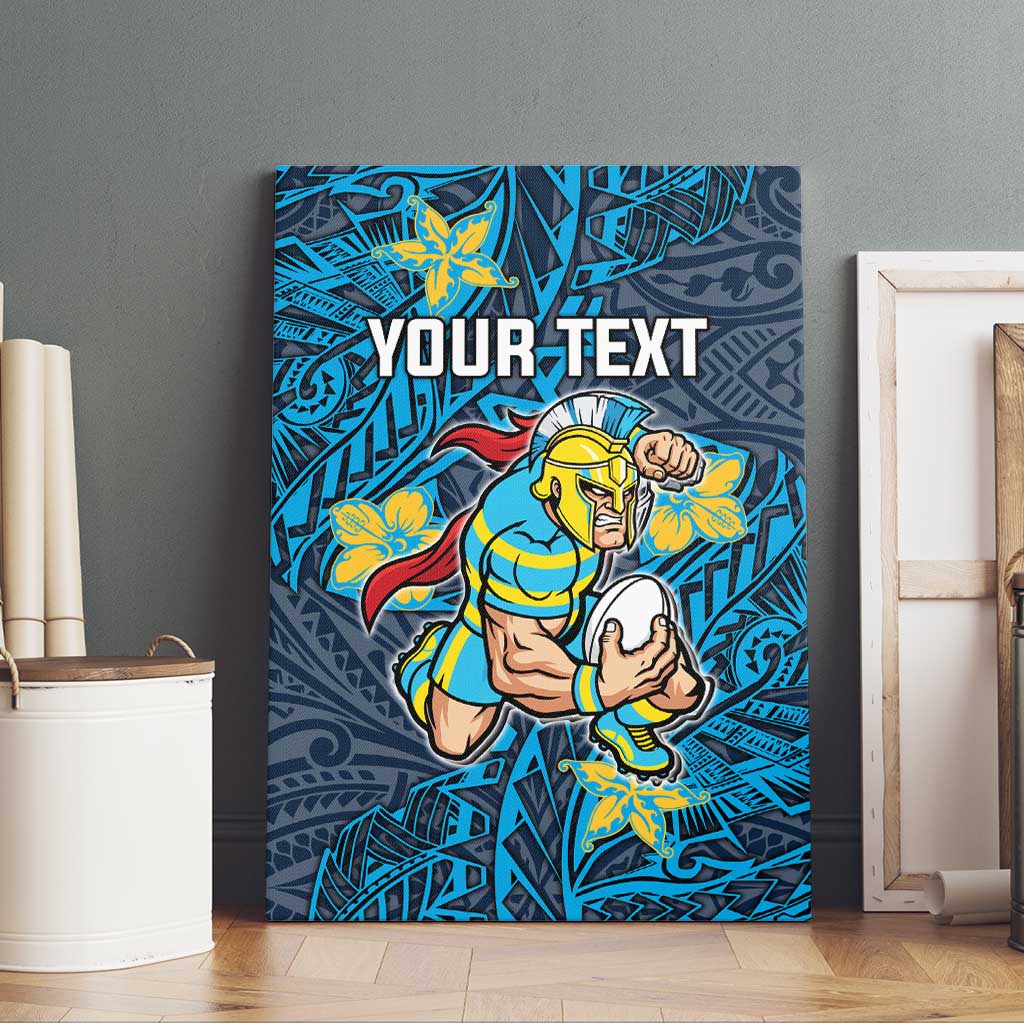 Personalised Gold Coast Titans Canvas Wall Art Polynesian Tribal Pattern With Rugby Titan Mascot Art