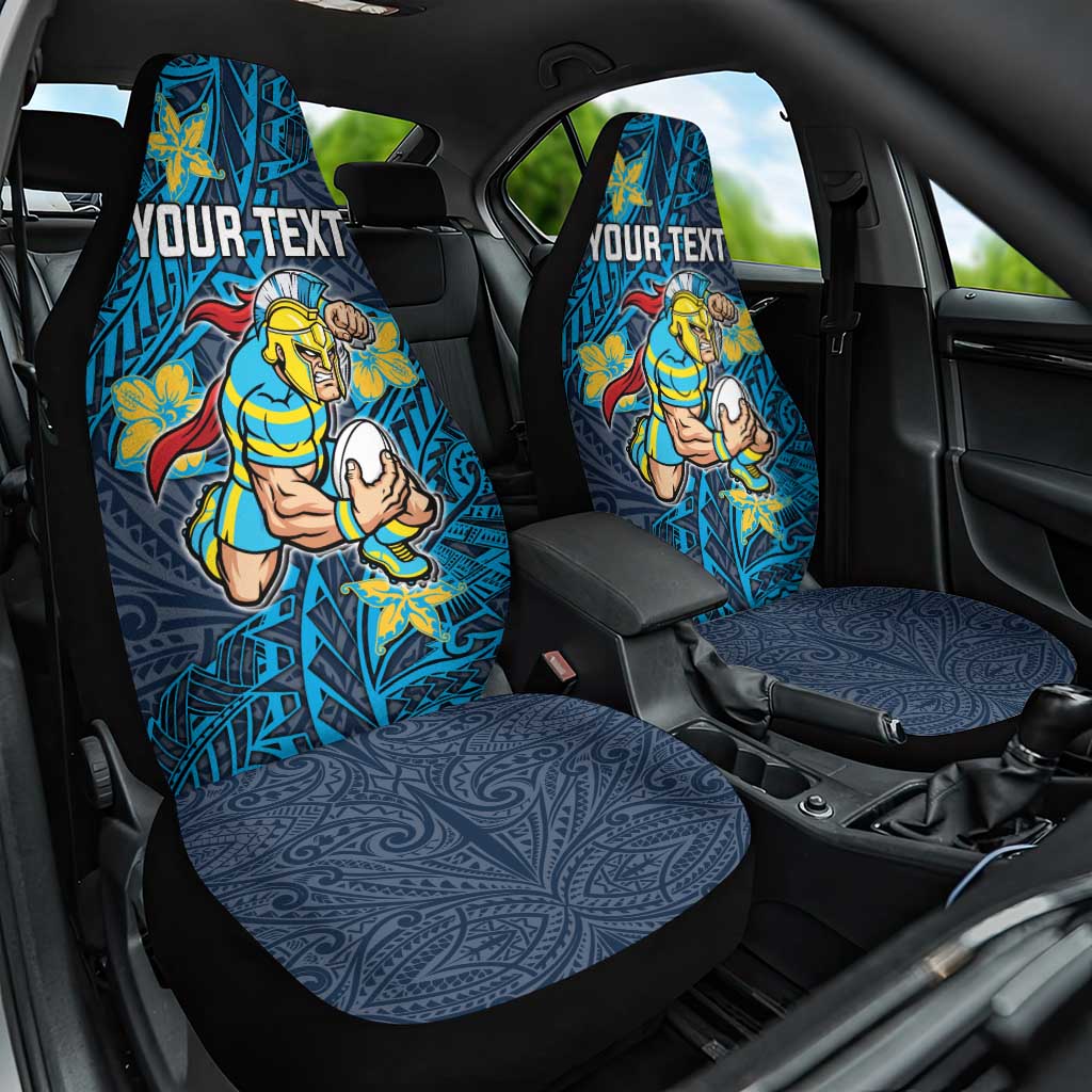 Personalised Gold Coast Titans Car Seat Cover Polynesian Tribal Pattern With Rugby Titan Mascot Art