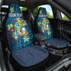 Personalised Gold Coast Titans Car Seat Cover Polynesian Tribal Pattern With Rugby Titan Mascot Art