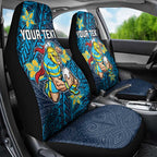 Personalised Gold Coast Titans Car Seat Cover Polynesian Tribal Pattern With Rugby Titan Mascot Art