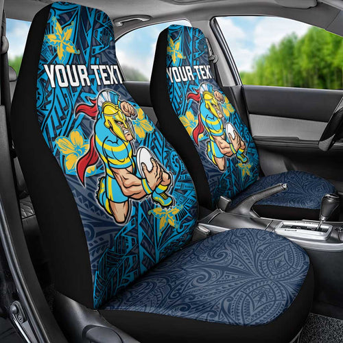 Personalised Gold Coast Titans Car Seat Cover Polynesian Tribal Pattern With Rugby Titan Mascot Art