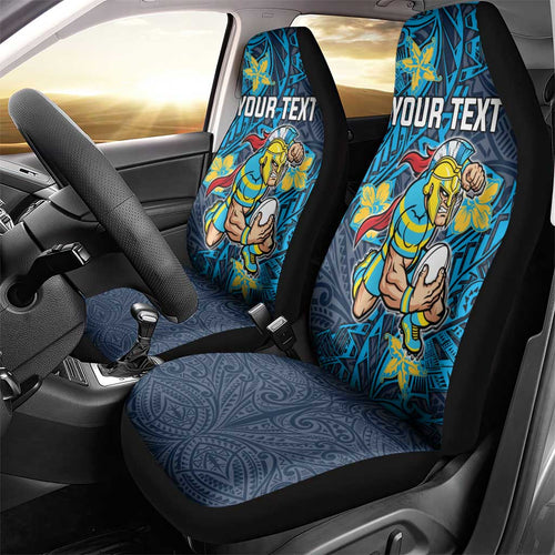 Personalised Gold Coast Titans Car Seat Cover Polynesian Tribal Pattern With Rugby Titan Mascot Art