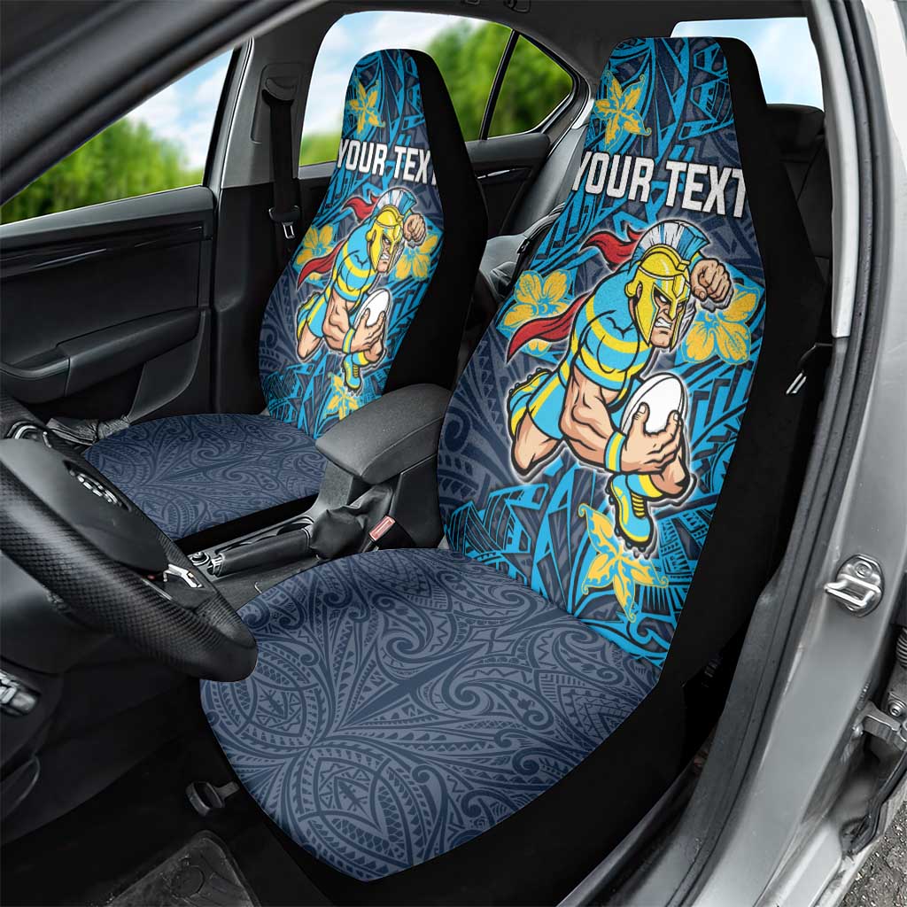 Personalised Gold Coast Titans Car Seat Cover Polynesian Tribal Pattern With Rugby Titan Mascot Art