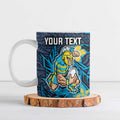 Personalised Gold Coast Titans Ceramic Mug Polynesian Tribal Pattern With Rugby Titan Mascot Art