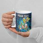 Personalised Gold Coast Titans Ceramic Mug Polynesian Tribal Pattern With Rugby Titan Mascot Art