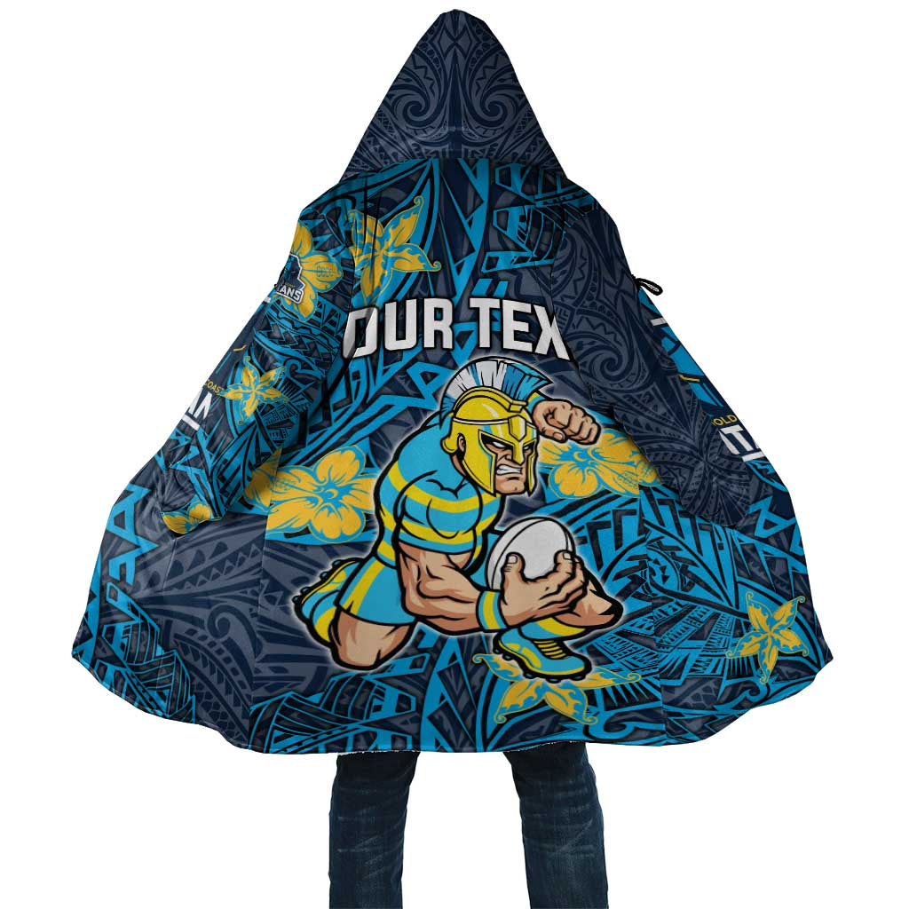 Personalised Gold Coast Titans Cloak Polynesian Tribal Pattern With Rugby Titan Mascot Art
