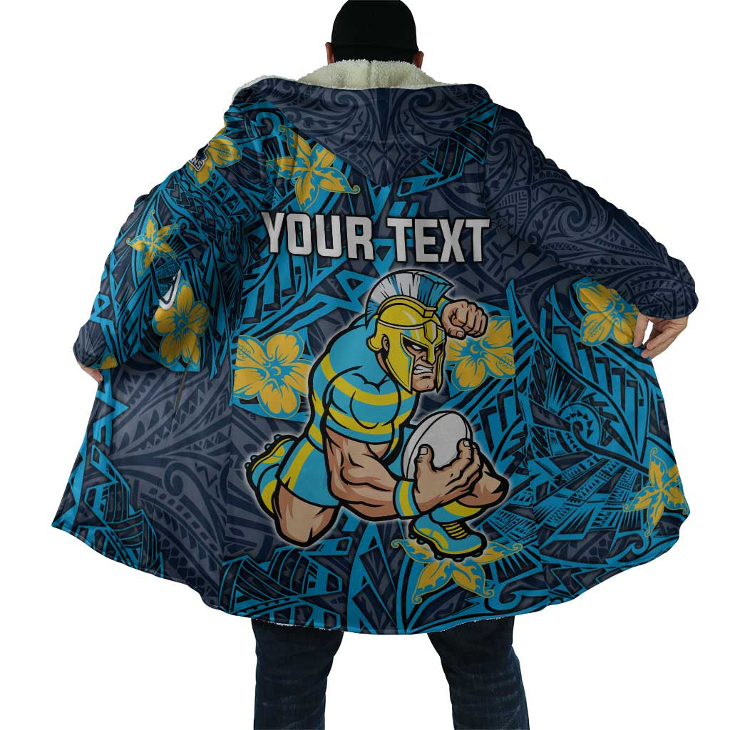 Personalised Gold Coast Titans Cloak Polynesian Tribal Pattern With Rugby Titan Mascot Art