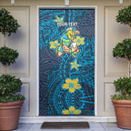 Personalised Gold Coast Titans Door Cover Polynesian Tribal Pattern With Rugby Titan Mascot Art