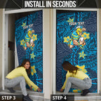 Personalised Gold Coast Titans Door Cover Polynesian Tribal Pattern With Rugby Titan Mascot Art