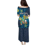 Personalised Gold Coast Titans Family Matching Puletasi and Hawaiian Shirt Polynesian Tribal Pattern With Rugby Titan Mascot Art