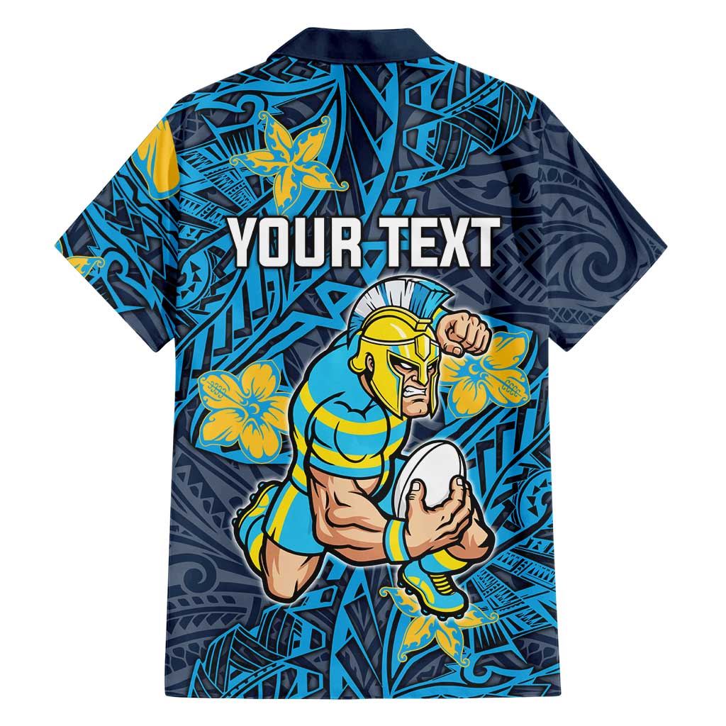 Personalised Gold Coast Titans Family Matching Tank Maxi Dress and Hawaiian Shirt Polynesian Tribal Pattern With Rugby Titan Mascot Art