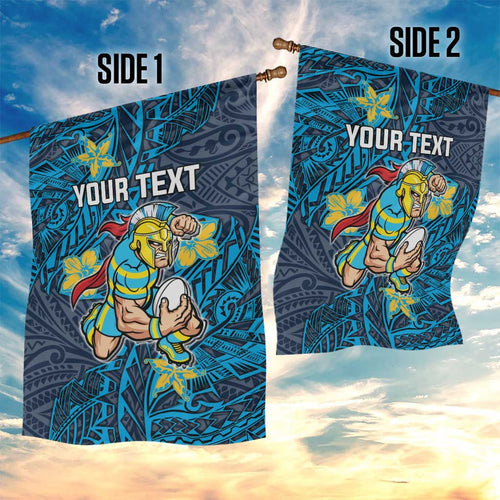 Personalised Gold Coast Titans Garden Flag Polynesian Tribal Pattern With Rugby Titan Mascot Art