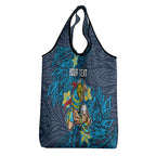 Personalised Gold Coast Titans Grocery Bag Polynesian Tribal Pattern With Rugby Titan Mascot Art