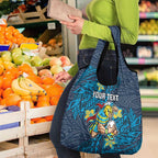 Personalised Gold Coast Titans Grocery Bag Polynesian Tribal Pattern With Rugby Titan Mascot Art