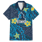 Personalised Gold Coast Titans Hawaiian Shirt Polynesian Tribal Pattern With Rugby Titan Mascot Art