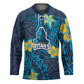 Personalised Gold Coast Titans Hockey Jersey Polynesian Tribal Pattern With Rugby Titan Mascot Art