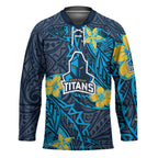 Personalised Gold Coast Titans Hockey Jersey Polynesian Tribal Pattern With Rugby Titan Mascot Art