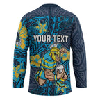 Personalised Gold Coast Titans Hockey Jersey Polynesian Tribal Pattern With Rugby Titan Mascot Art