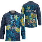 Personalised Gold Coast Titans Hockey Jersey Polynesian Tribal Pattern With Rugby Titan Mascot Art