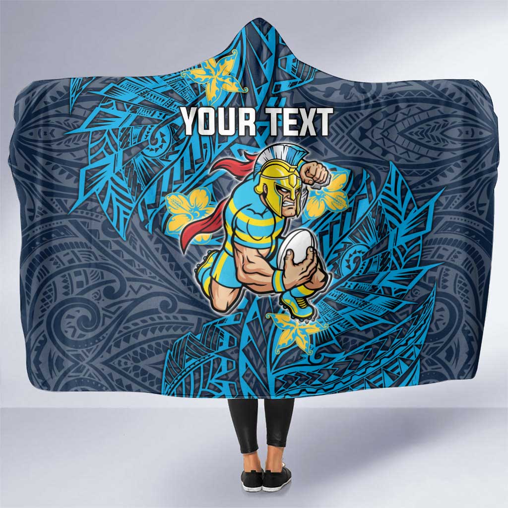 Personalised Gold Coast Titans Hooded Blanket Polynesian Tribal Pattern With Rugby Titan Mascot Art