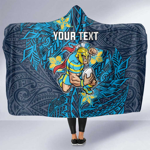 Personalised Gold Coast Titans Hooded Blanket Polynesian Tribal Pattern With Rugby Titan Mascot Art