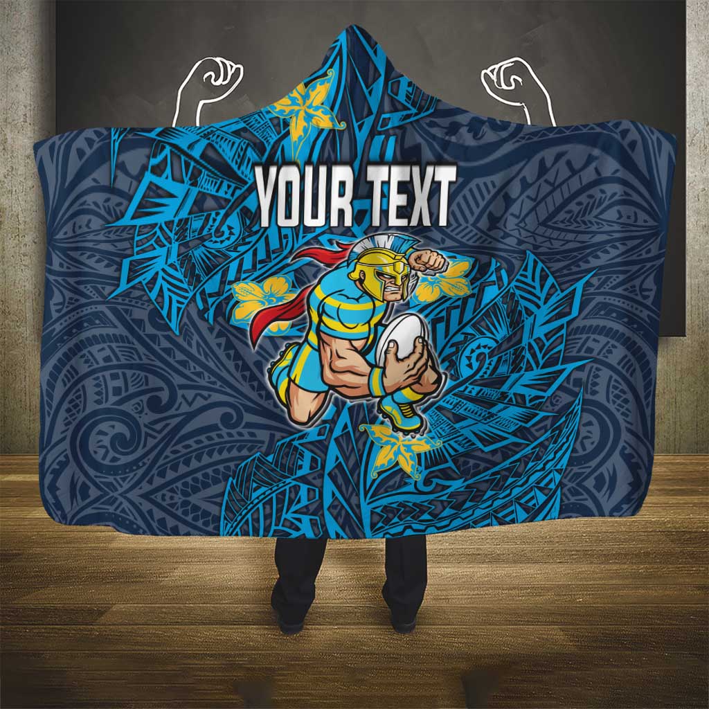 Personalised Gold Coast Titans Hooded Blanket Polynesian Tribal Pattern With Rugby Titan Mascot Art
