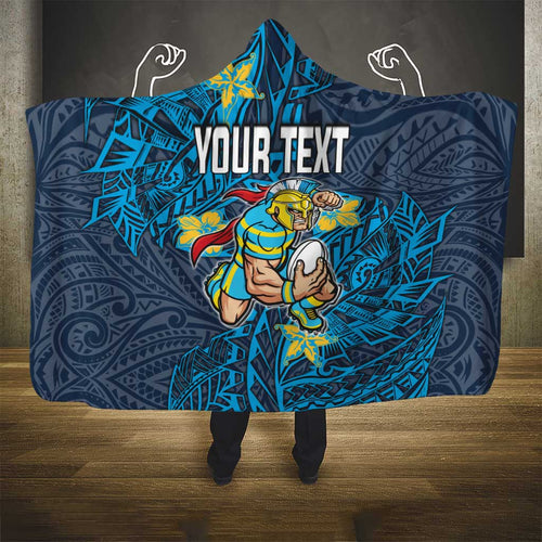 Personalised Gold Coast Titans Hooded Blanket Polynesian Tribal Pattern With Rugby Titan Mascot Art