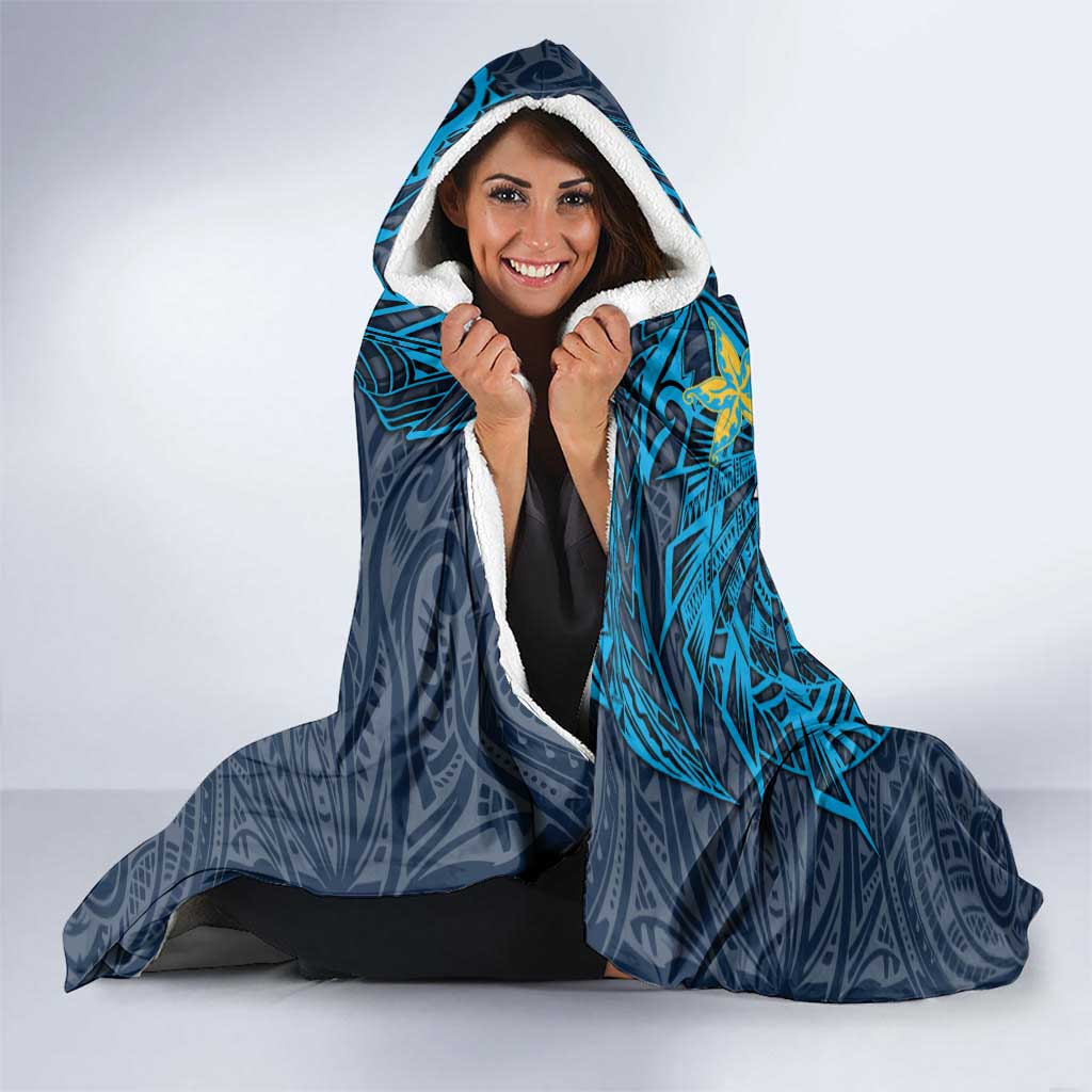 Personalised Gold Coast Titans Hooded Blanket Polynesian Tribal Pattern With Rugby Titan Mascot Art