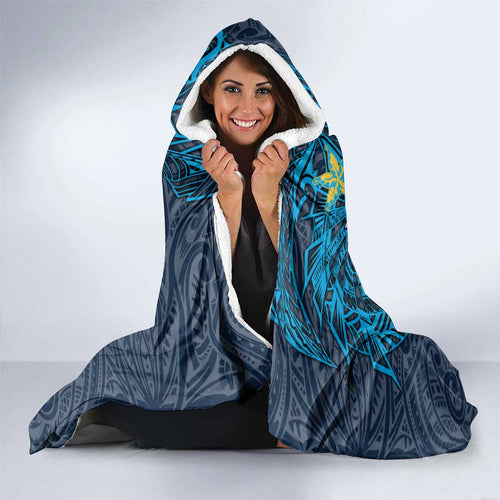 Personalised Gold Coast Titans Hooded Blanket Polynesian Tribal Pattern With Rugby Titan Mascot Art