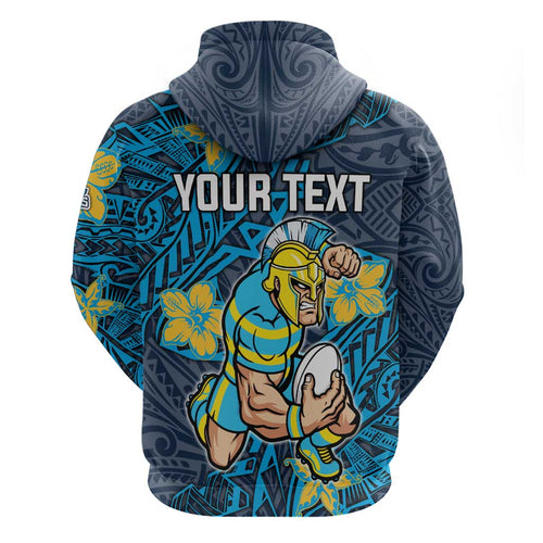 Personalised Gold Coast Titans Hoodie Polynesian Tribal Pattern With Rugby Titan Mascot Art