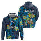 Personalised Gold Coast Titans Hoodie Polynesian Tribal Pattern With Rugby Titan Mascot Art