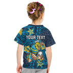 Personalised Gold Coast Titans Kid T Shirt Polynesian Tribal Pattern With Rugby Titan Mascot Art