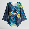 Personalised Gold Coast Titans Kimono Sleeve Blouse Polynesian Tribal Pattern With Rugby Titan Mascot Art
