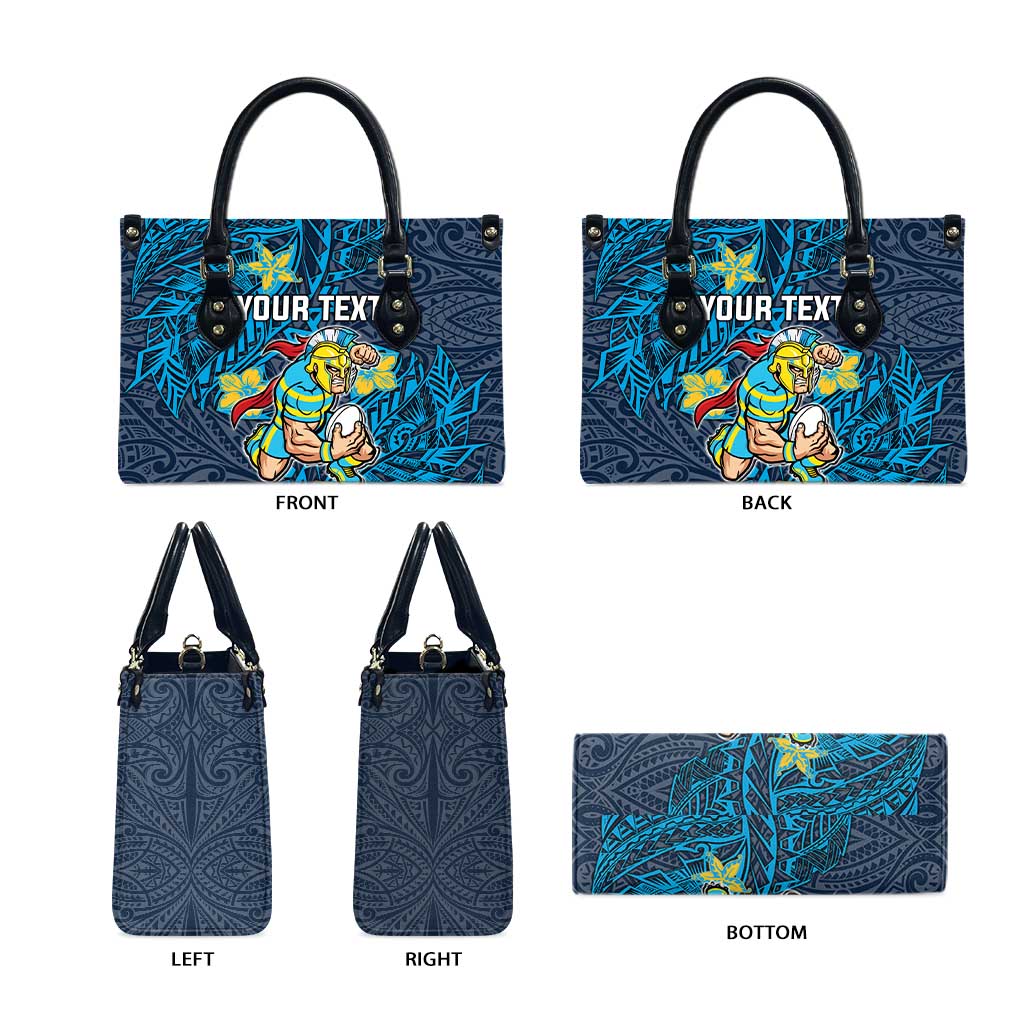 Personalised Gold Coast Titans Leather Bag Polynesian Tribal Pattern With Rugby Titan Mascot Art