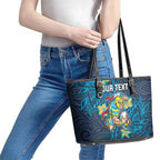 Personalised Gold Coast Titans Leather Tote Bag Polynesian Tribal Pattern With Rugby Titan Mascot Art