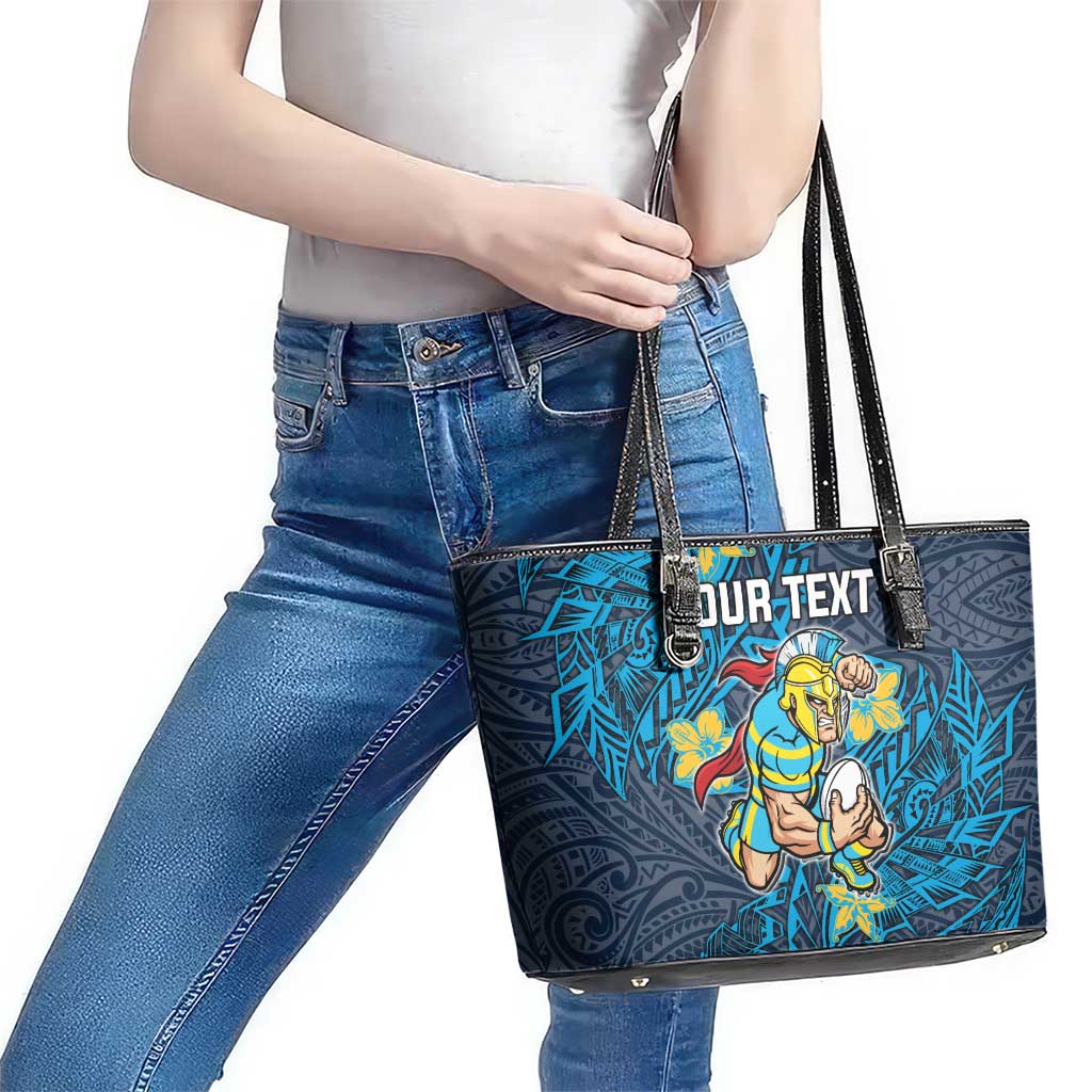 Personalised Gold Coast Titans Leather Tote Bag Polynesian Tribal Pattern With Rugby Titan Mascot Art